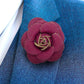 Vittorio Vico Men's Formal Leather Flower Lapel Pin - leather-lapel-burgundy - Classy Cufflinks