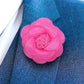 Vittorio Vico Men's Formal Leather Flower Lapel Pin - leather-lapel-hot-pink - Classy Cufflinks