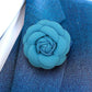 Vittorio Vico Men's Formal Leather Flower Lapel Pin - leather-lapel-turquoise - Classy Cufflinks