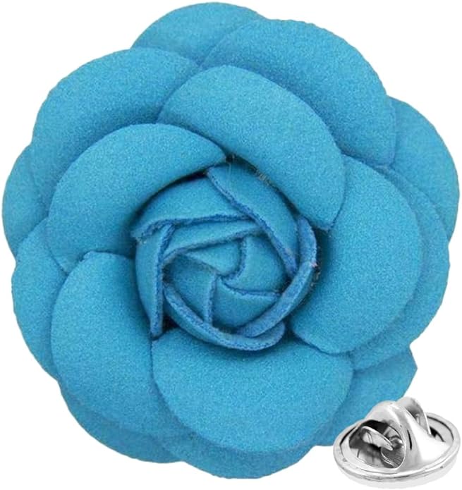 Vittorio Vico Men's Formal Leather Flower Lapel Pin - leather-lapel-turquoise - Classy Cufflinks