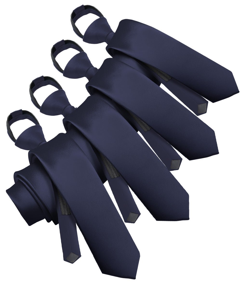 Vittorio Farina Solid Satin Zipper Ties Multipacks - N - ZIPPER - 4_BLUE - Classy Cufflinks