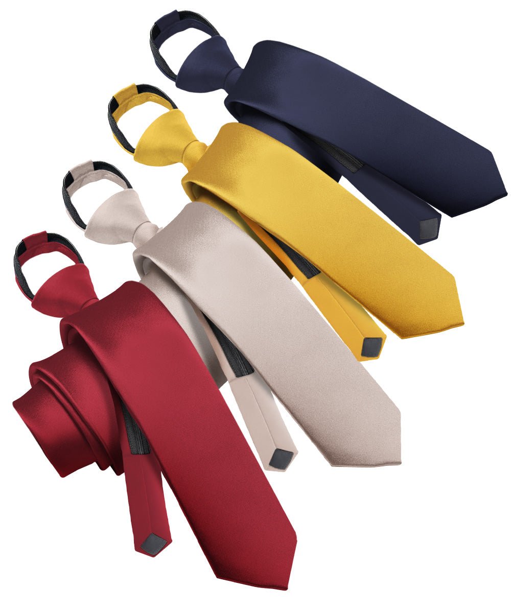 Vittorio Farina Solid Satin Zipper Ties Multipacks - N - ZIPPER - 4_FALL1 - Classy Cufflinks