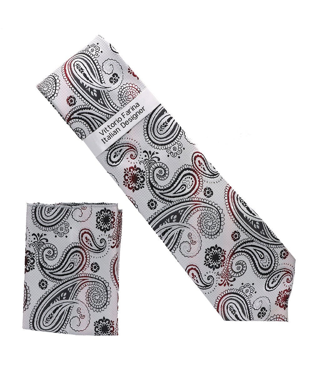 Vittorio Farina Paisley Designer Necktie & Pocket Square - NH - D - 1366 - Classy Cufflinks