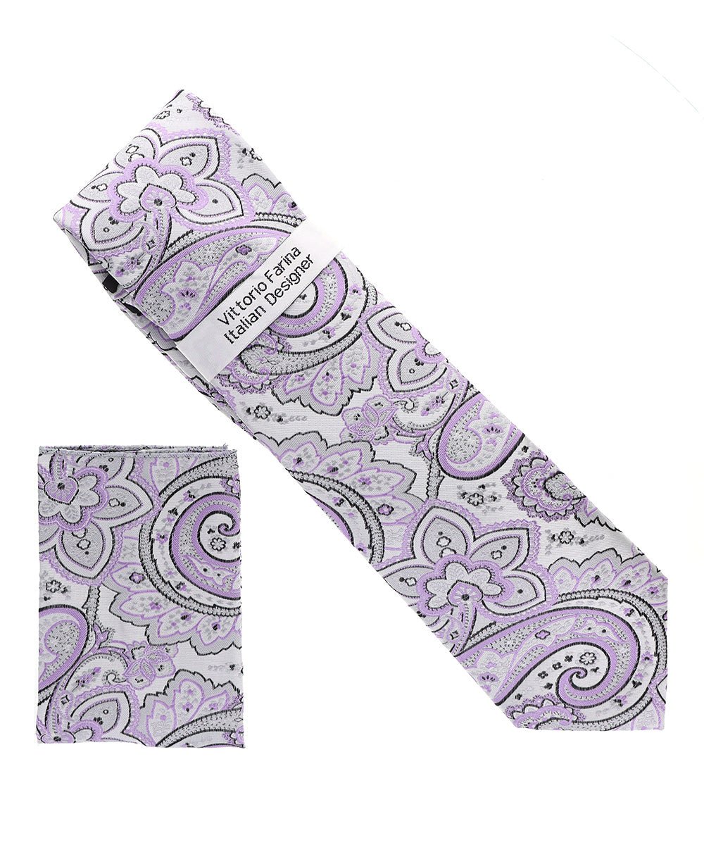 Vittorio Farina Paisley Designer Necktie & Pocket Square - NH - D - 1375 - Classy Cufflinks