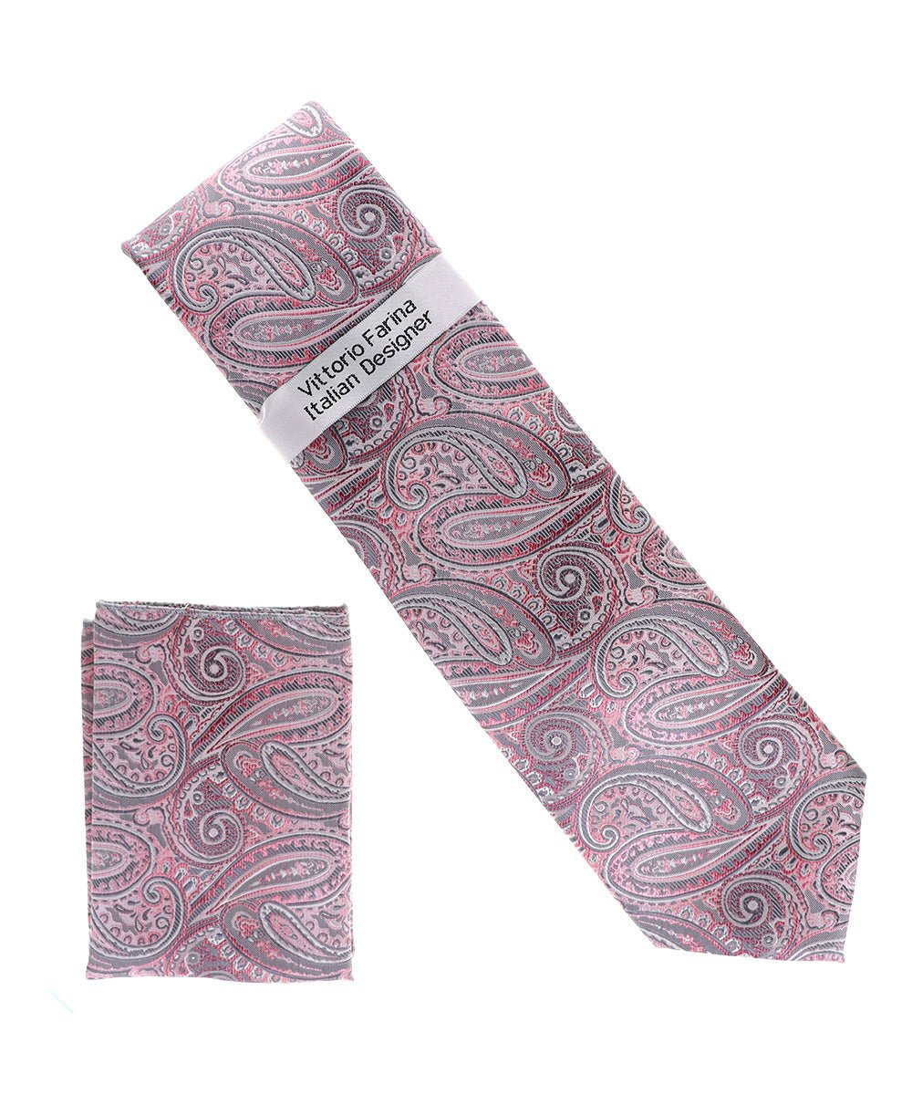 Vittorio Farina Paisley Designer Necktie & Pocket Square - NH - D - 1379 - Classy Cufflinks