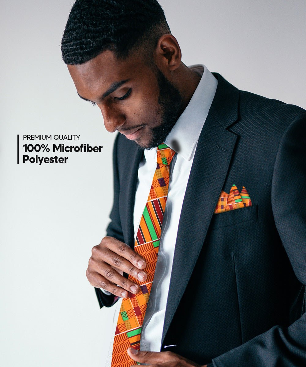 Vittorio Farina Kente Necktie & Pocket Square - NH - K_Kente #1 - Classy Cufflinks