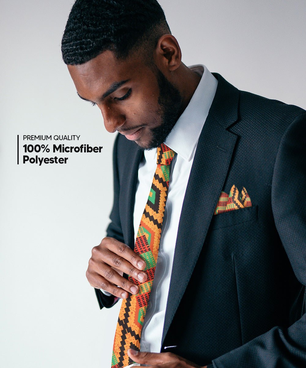 Vittorio Farina Kente Necktie & Pocket Square - NH - K_Kente #2 - Classy Cufflinks