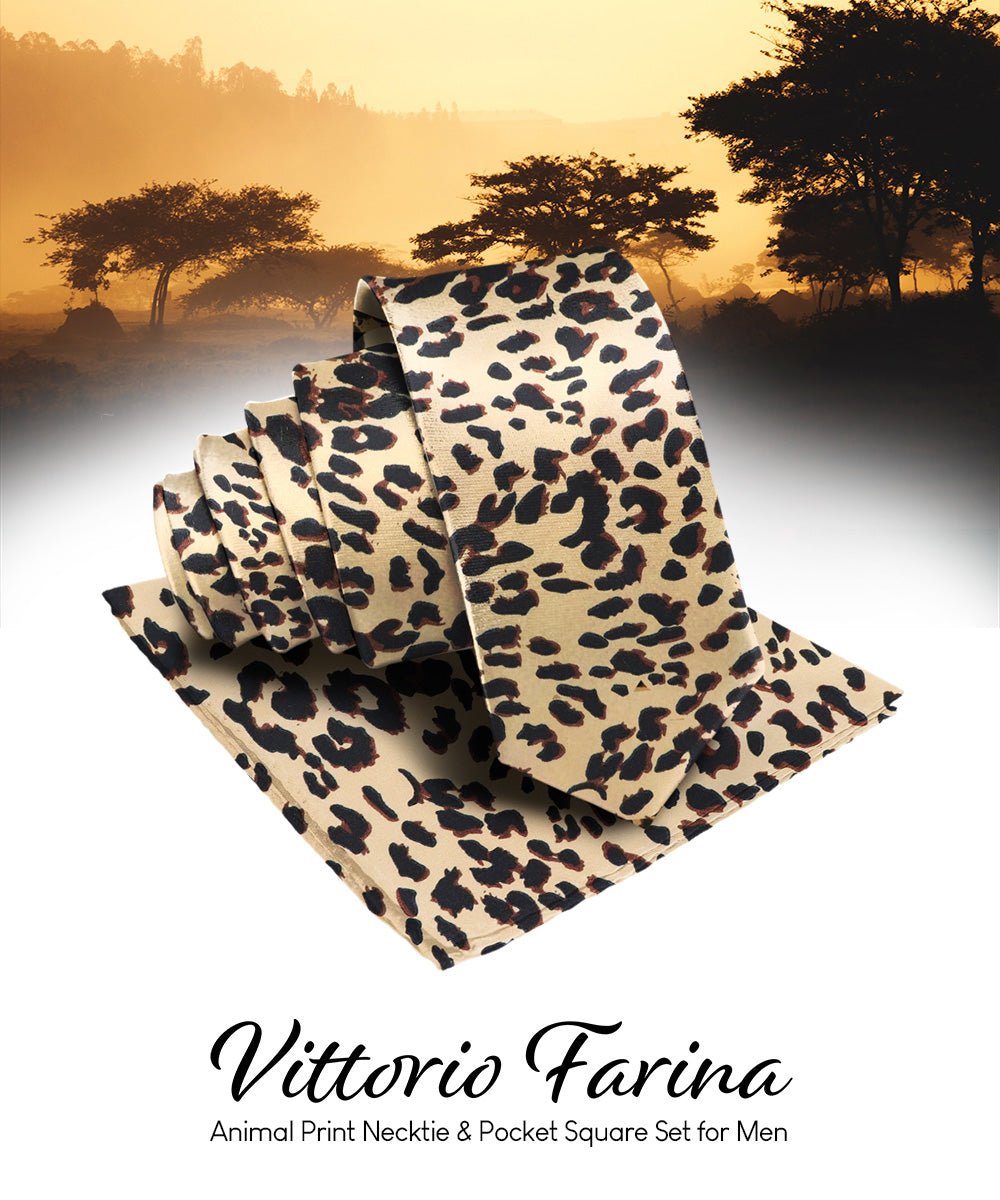 Vittorio Farina Kente Necktie & Pocket Square - NH - K_Leopard - Classy Cufflinks