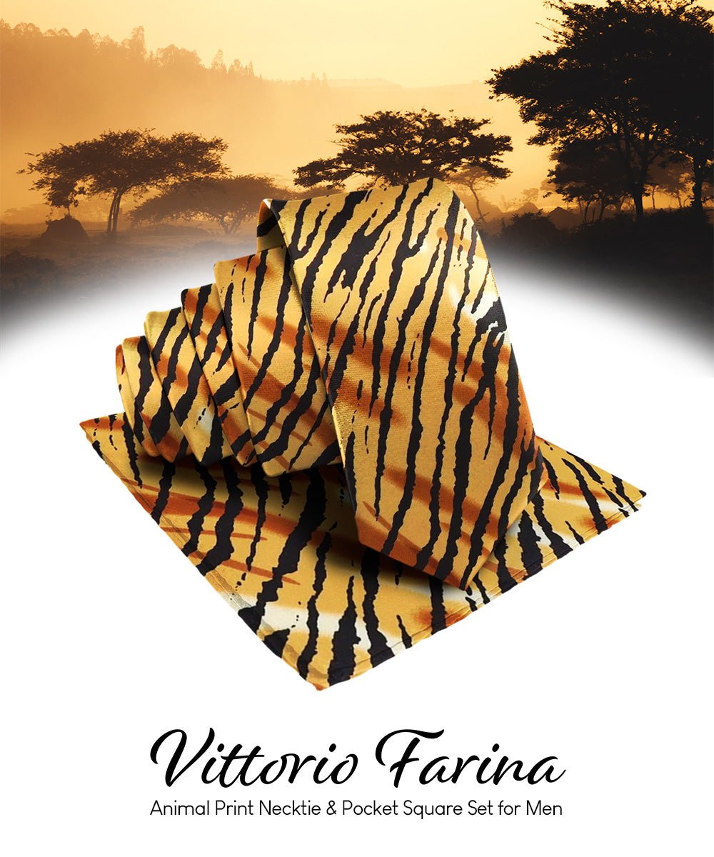 Vittorio Farina Kente Necktie & Pocket Square - NH - K_Tiger - Classy Cufflinks