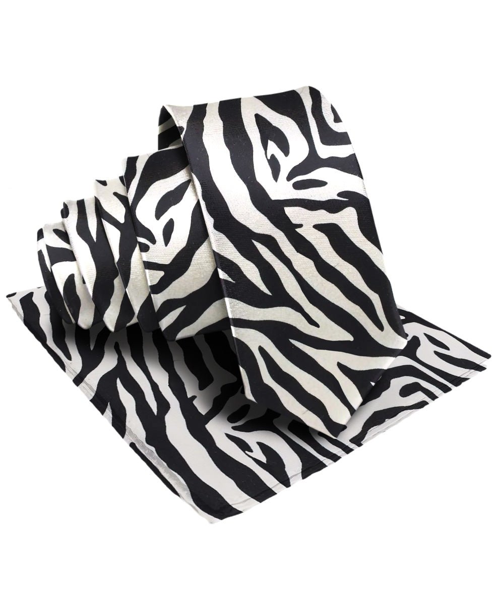 Vittorio Farina Kente Necktie & Pocket Square - NH - K_Zebra - Classy Cufflinks