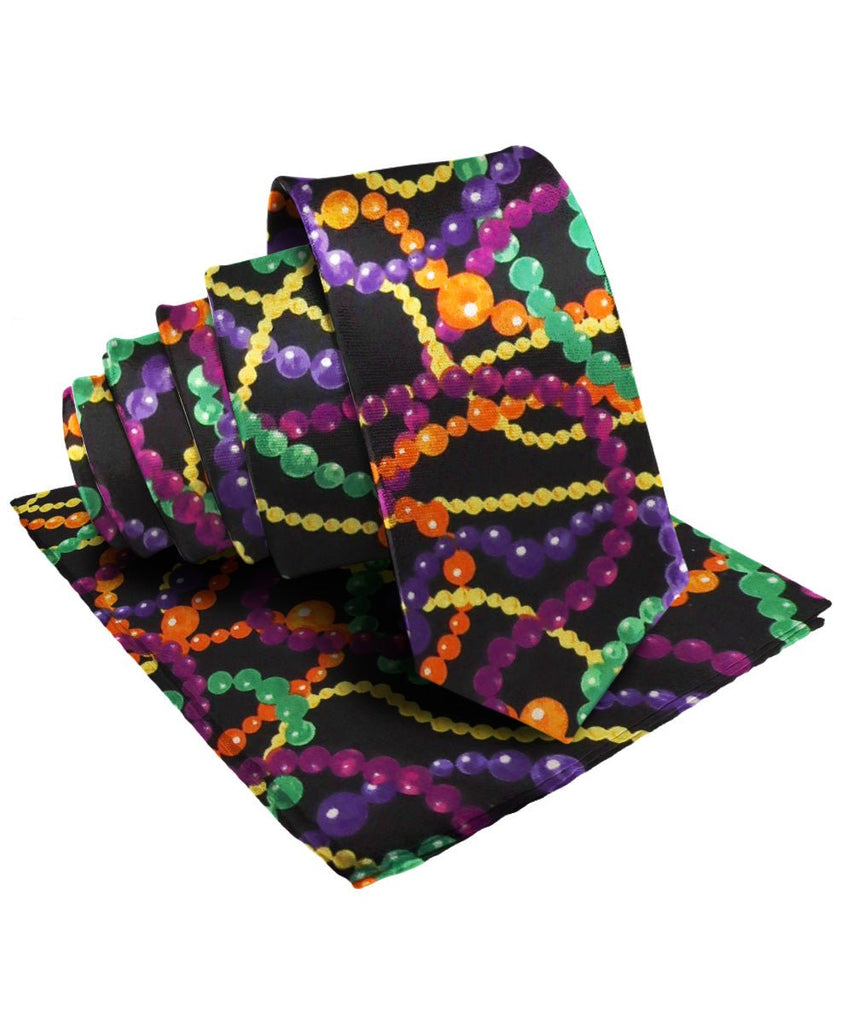 Vittorio Farina Mardi Gras Necktie & Handkerchief - NH - MG_MARDI #4 - Classy Cufflinks