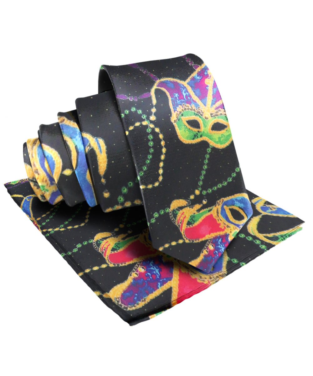 Vittorio Farina Mardi Gras Necktie & Handkerchief - NH - MG_MARDI #5 - Classy Cufflinks