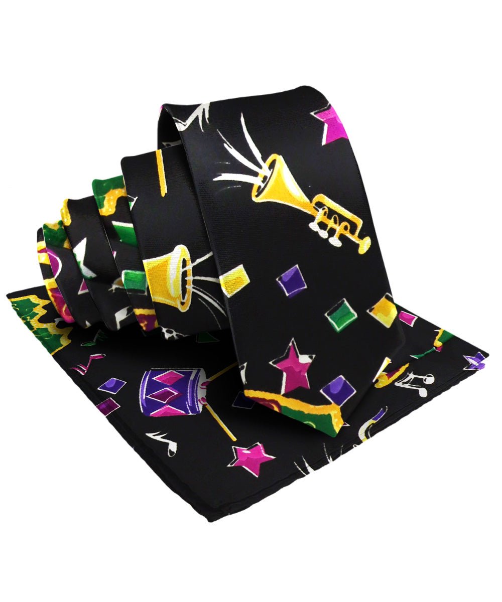 Vittorio Farina Mardi Gras Necktie & Handkerchief - NH - MG_MARDI #8 - Classy Cufflinks