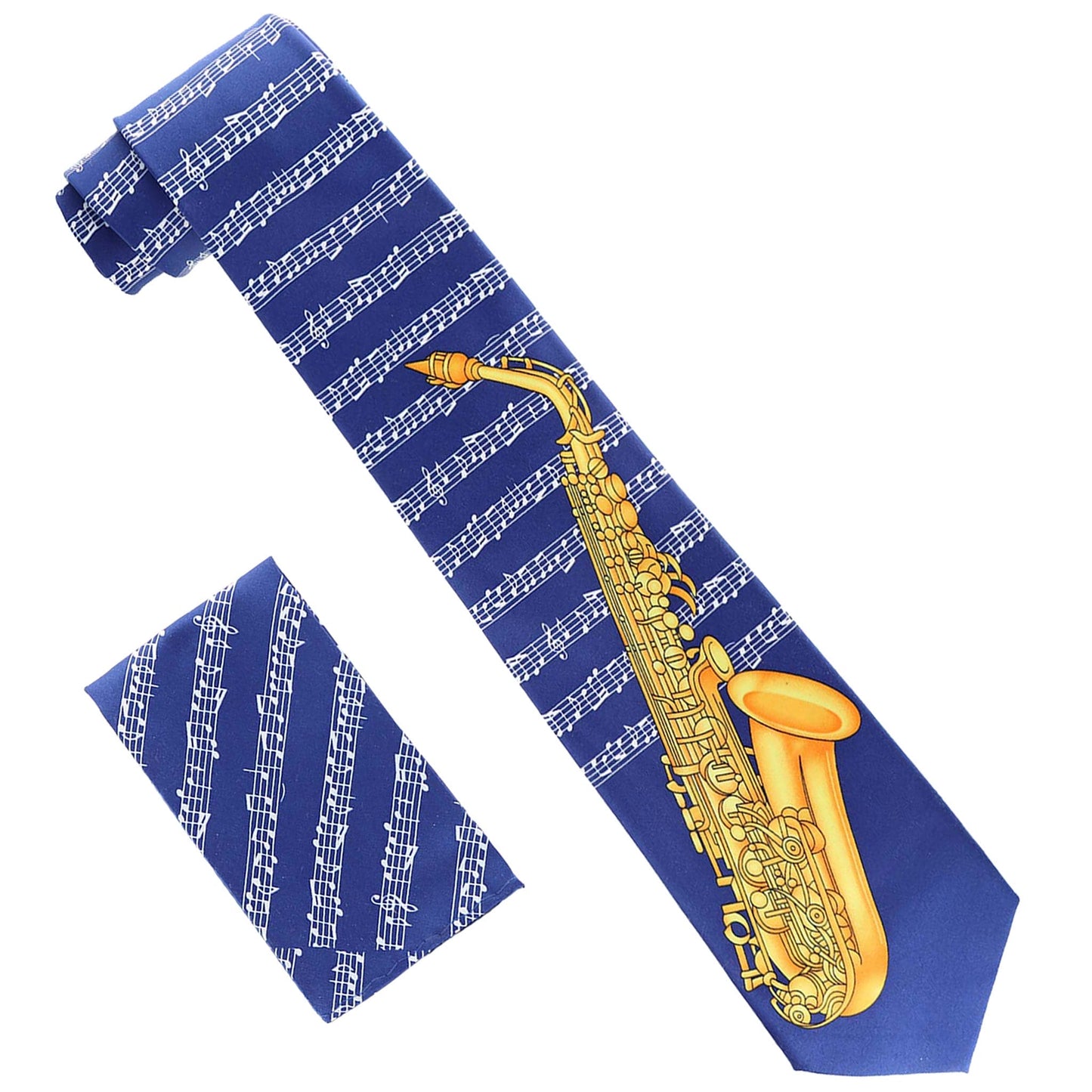 Vittorio Farina Musical Necktie by Classy Cufflinks - NH-MUS_SAXOPHONE_NAVY - Classy Cufflinks