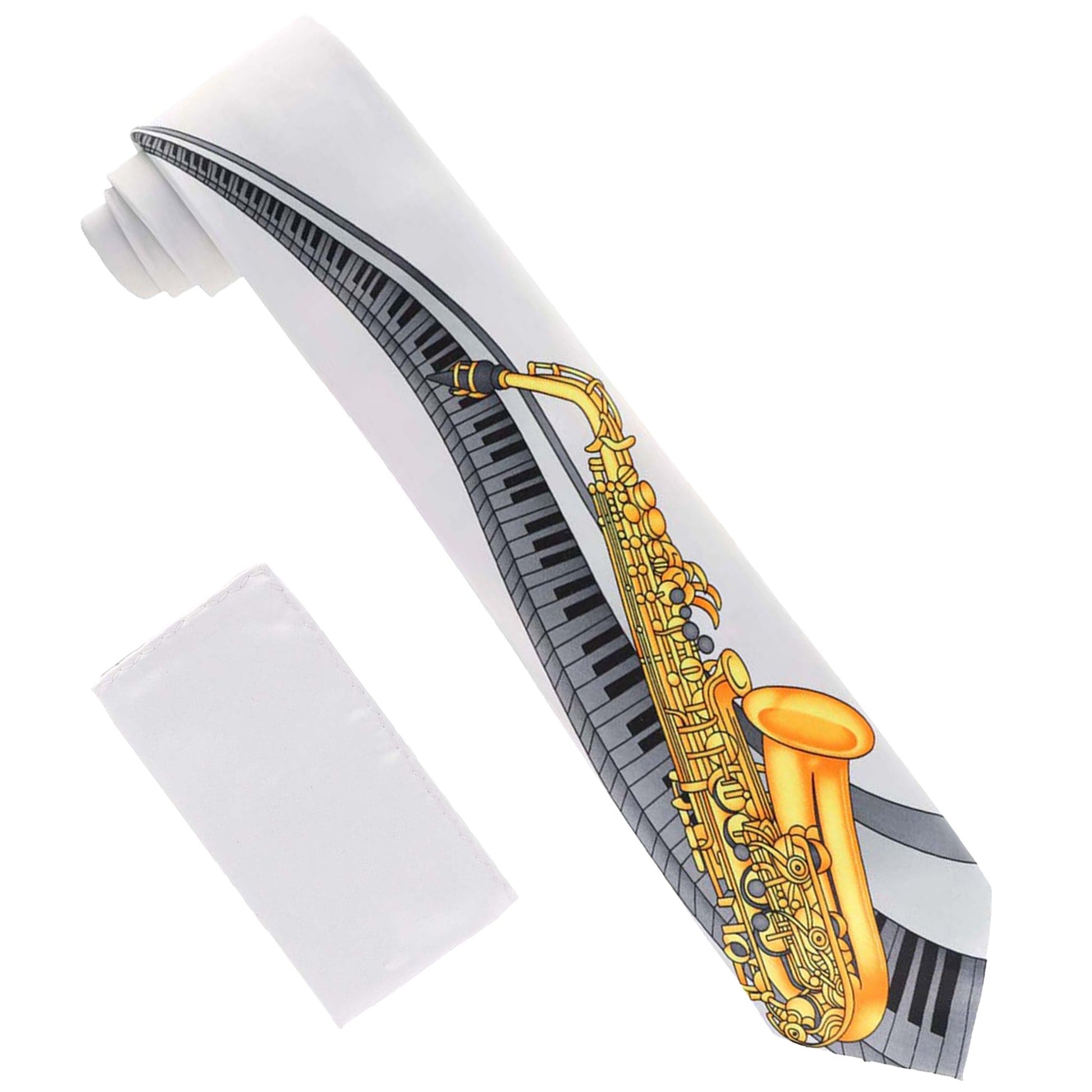 Vittorio Farina Musical Necktie by Classy Cufflinks - NH-MUS_SAXOPHONE_SILVER - Classy Cufflinks