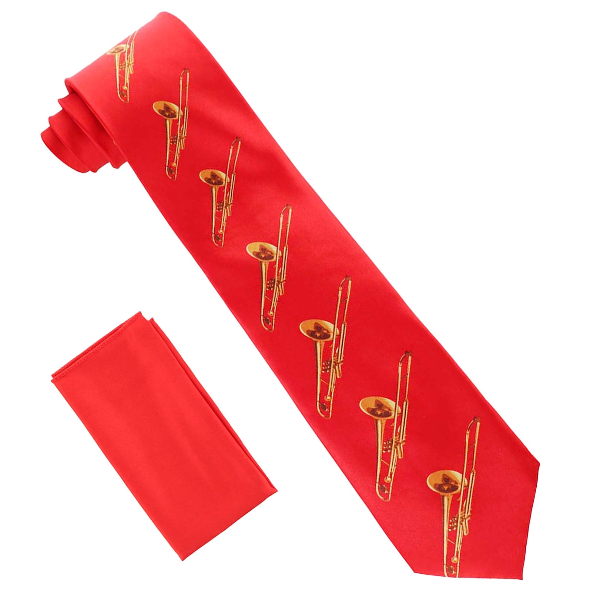 Vittorio Farina Musical Necktie by Classy Cufflinks - NH-MUS_TROMBONE_RED - Classy Cufflinks