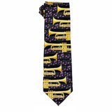 Vittorio Farina Men's Red and Gold Trombone Musical Necktie and Pocket Square