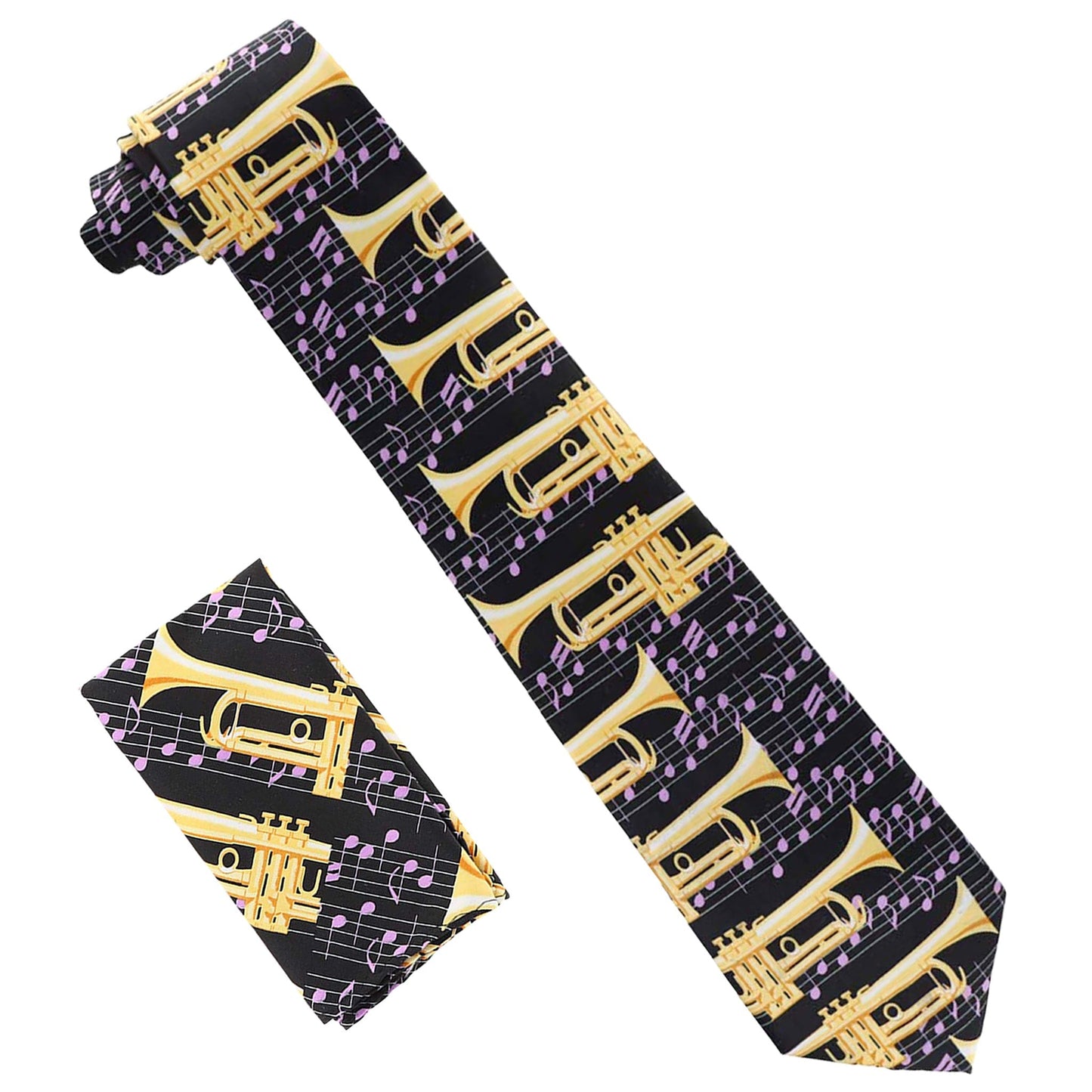 Vittorio Farina Musical Necktie by Classy Cufflinks - NH-MUS_TRUMPET_LAVENDER - Classy Cufflinks