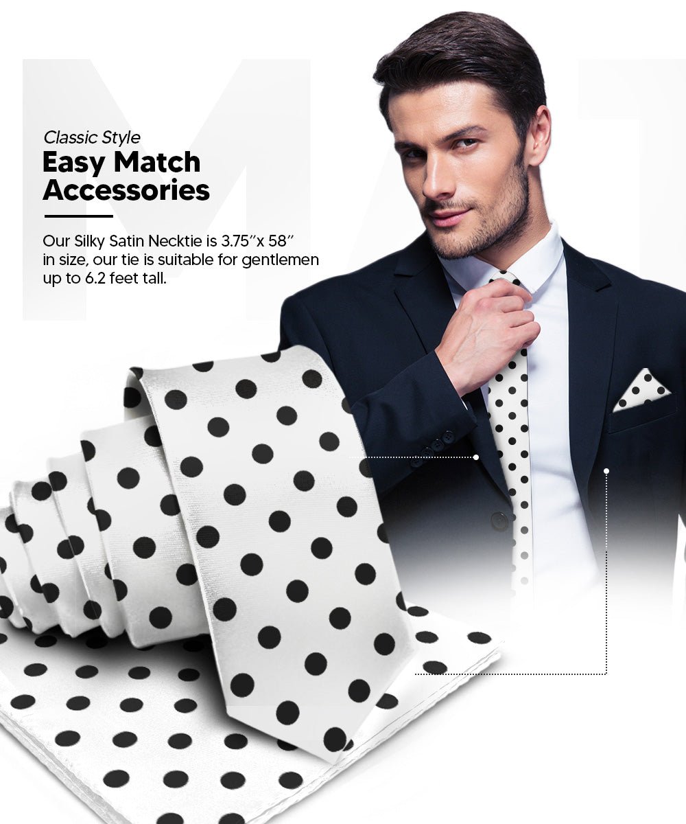 Vittorio Farina Polka Dot Necktie & Pocket Square Multipacks - NH - PD - 3_WHITE - Classy Cufflinks