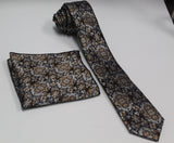 Vittorio Farina Skinny Designer Satin Necktie & Pocket Square - NH - SD - 0001 - Classy Cufflinks