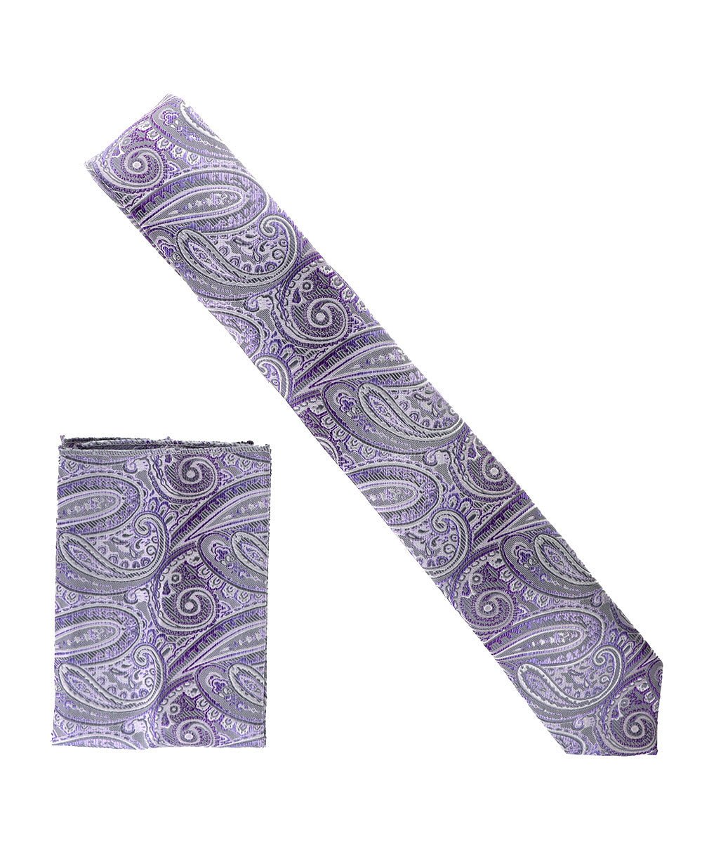 Vittorio Farina Skinny Designer Satin Necktie & Pocket Square - NH - SD - 0036 - Classy Cufflinks