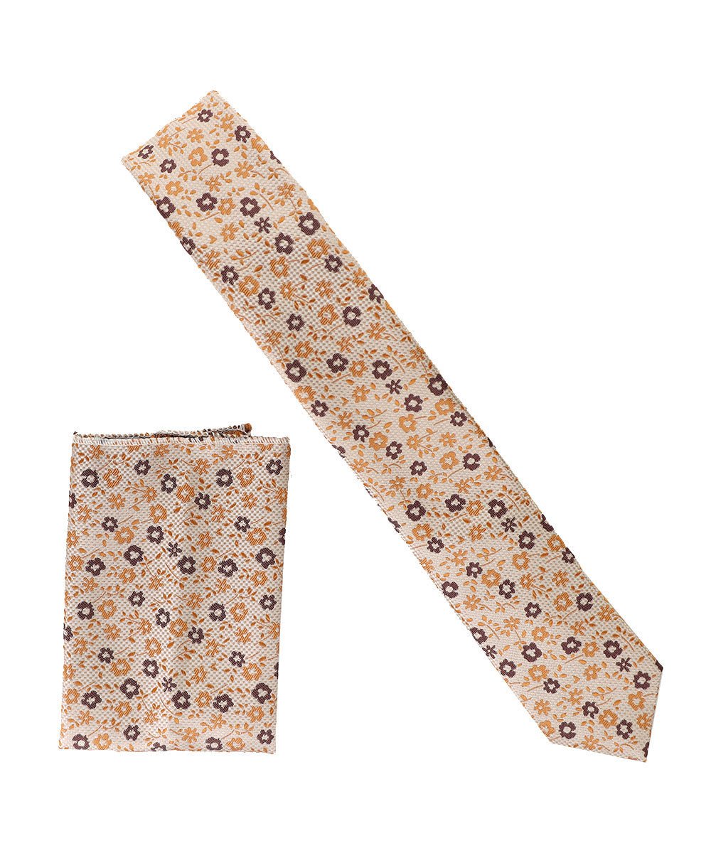 Vittorio Farina Skinny Designer Satin Necktie & Pocket Square - NH - SD - 0038 - Classy Cufflinks