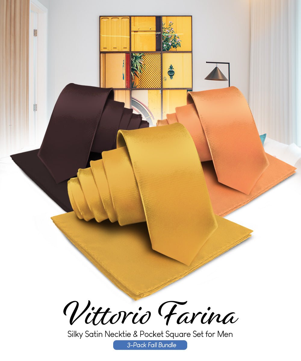 Vittorio Farina Solid Satin Necktie & Pocket Square Multipacks - NH - SOLID - 3_FALL1 - Classy Cufflinks