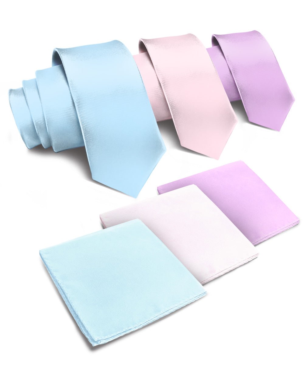 Vittorio Farina Solid Satin Necktie & Pocket Square Multipacks - NH - SOLID - 3_SPRING1 - Classy Cufflinks