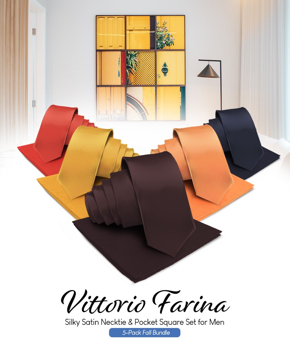 Vittorio Farina Solid Satin Necktie & Pocket Square Multipacks - NH - SOLID - 5_FALL1 - Classy Cufflinks