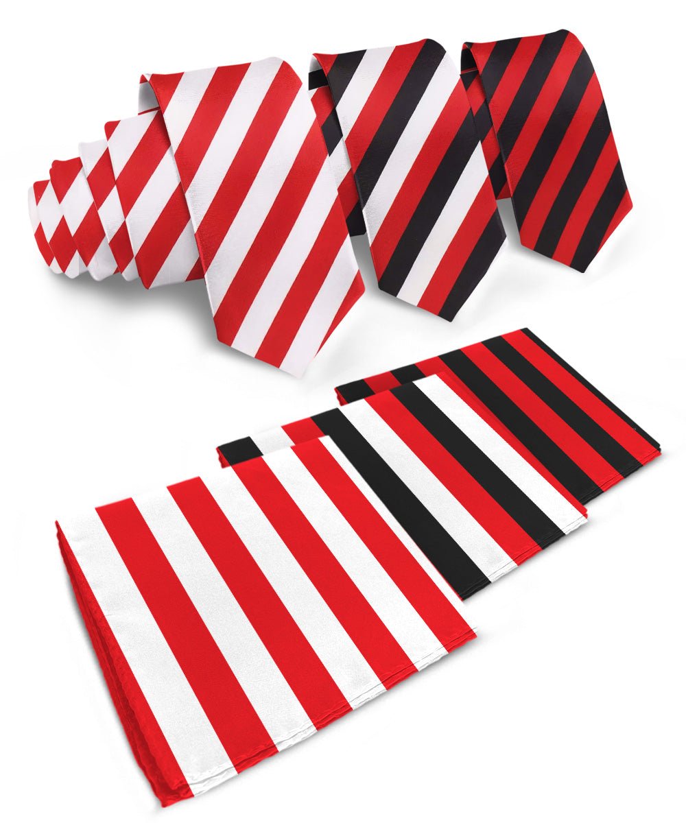 Vittorio Farina Striped Necktie & Pocket Square Multipacks - NH - ST - 3_RED - Classy Cufflinks