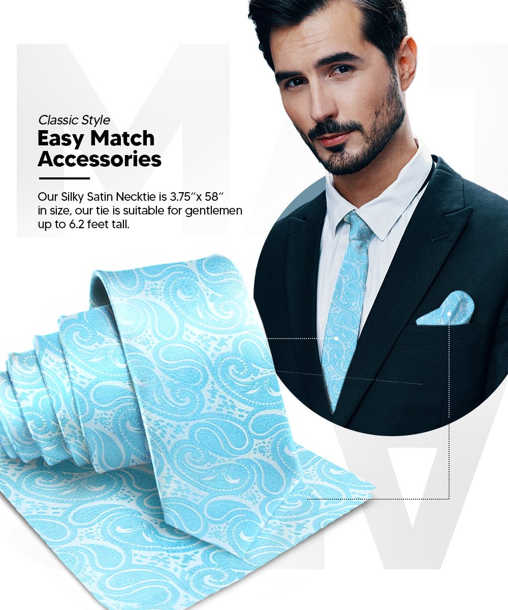 Vittorio Farina Woven Paisley Necktie & Pocket Square Multipacks - NH - WP - 3_BLUE - Classy Cufflinks