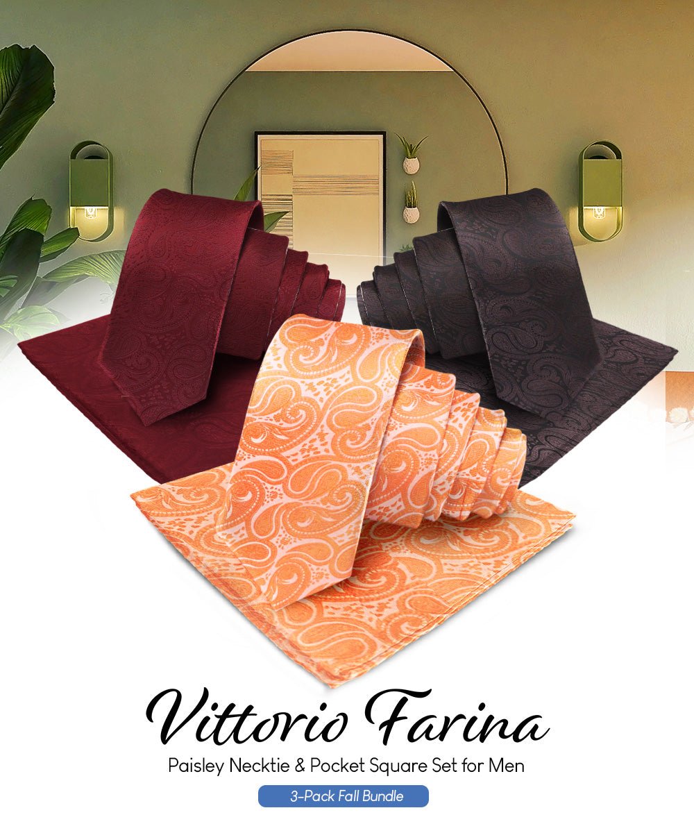 Vittorio Farina Woven Paisley Necktie & Pocket Square Multipacks - NH - WP - 3_FALL1 - Classy Cufflinks