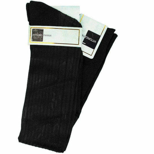 Vittorio Farina Men's Ribbed Shear Nylon Over The Calf Dress Socks