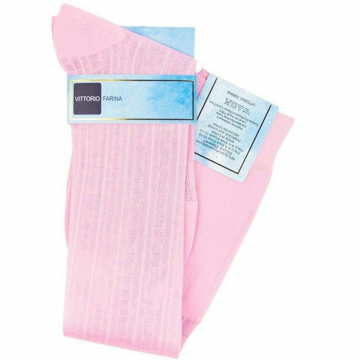 Vittorio Farina Men's Ribbed Shear Nylon Over The Calf Dress Socks