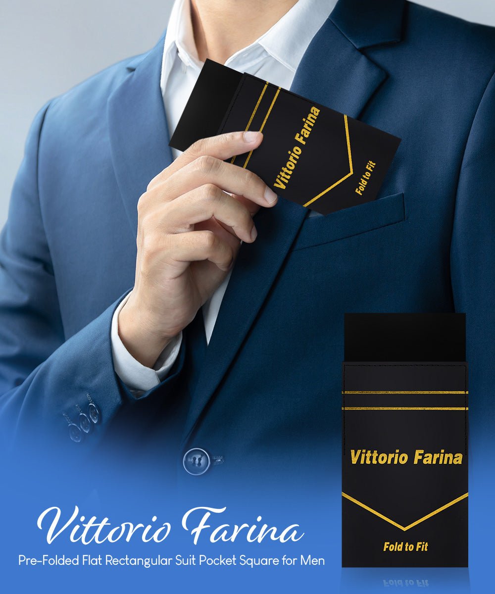 Vittorio Farina Flat Pre - Folded Pocket Square - PS - PREFOLD - FLAT_BLACK - Classy Cufflinks