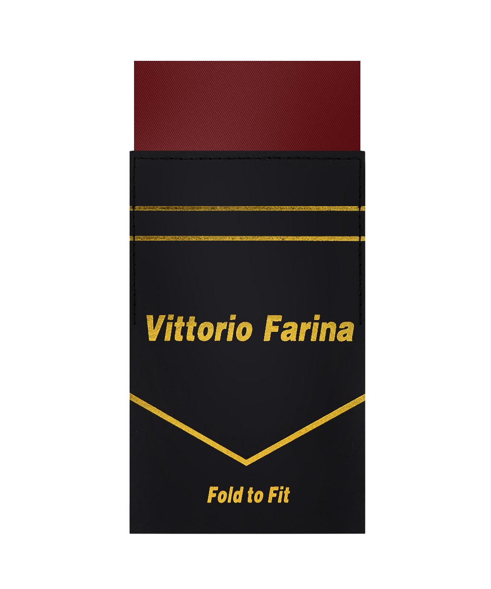 Vittorio Farina Men's Pre - Folded Pocket Square: Flat - PS - PREFOLD - FLAT_BURGUNDY - Classy Cufflinks