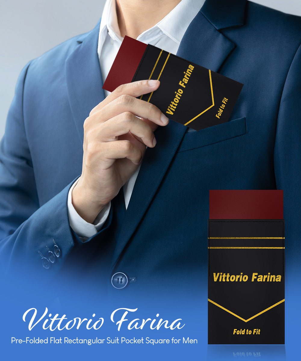 Vittorio Farina Men's Pre - Folded Pocket Square: Flat - PS - PREFOLD - FLAT_BURGUNDY - Classy Cufflinks