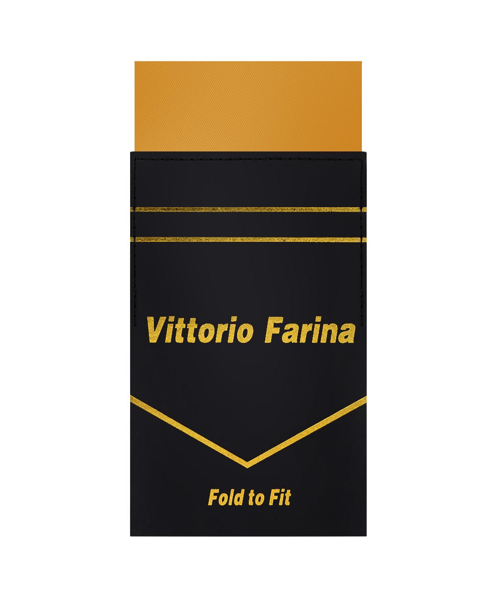 Vittorio Farina Men's Pre - Folded Pocket Square: Flat - PS - PREFOLD - FLAT_GOLD - Classy Cufflinks