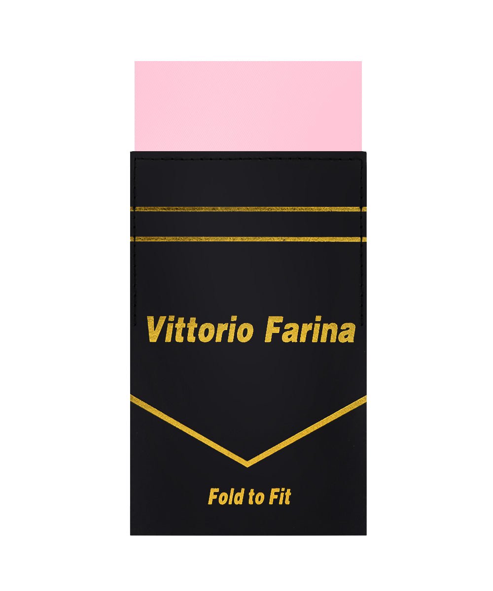 Vittorio Farina Men's Pre - Folded Pocket Square: Flat - PS - PREFOLD - FLAT_PINK - Classy Cufflinks