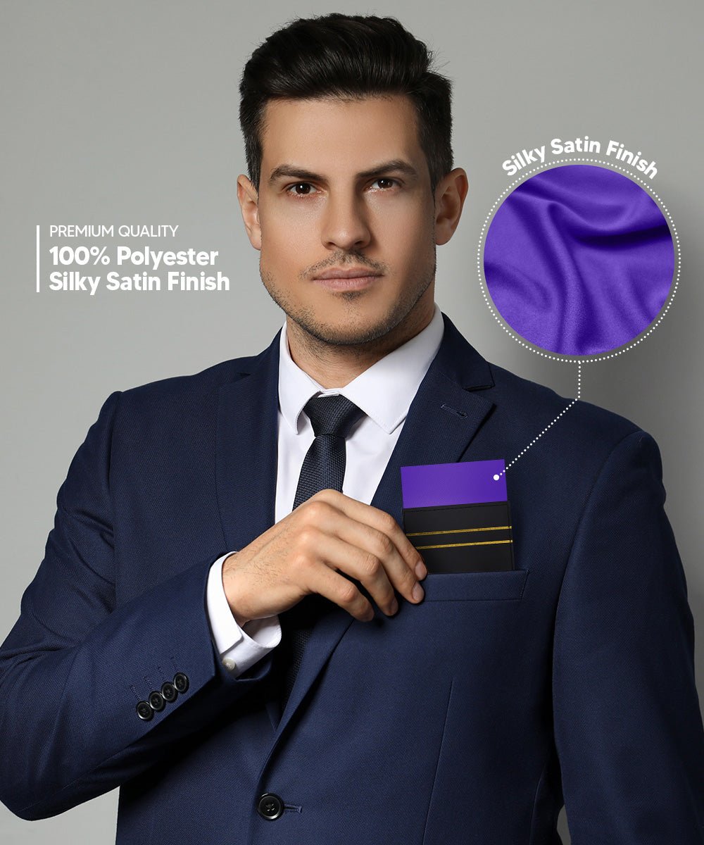 Vittorio Farina Men's Pre - Folded Pocket Square: Flat - PS - PREFOLD - FLAT_PURPLE - Classy Cufflinks