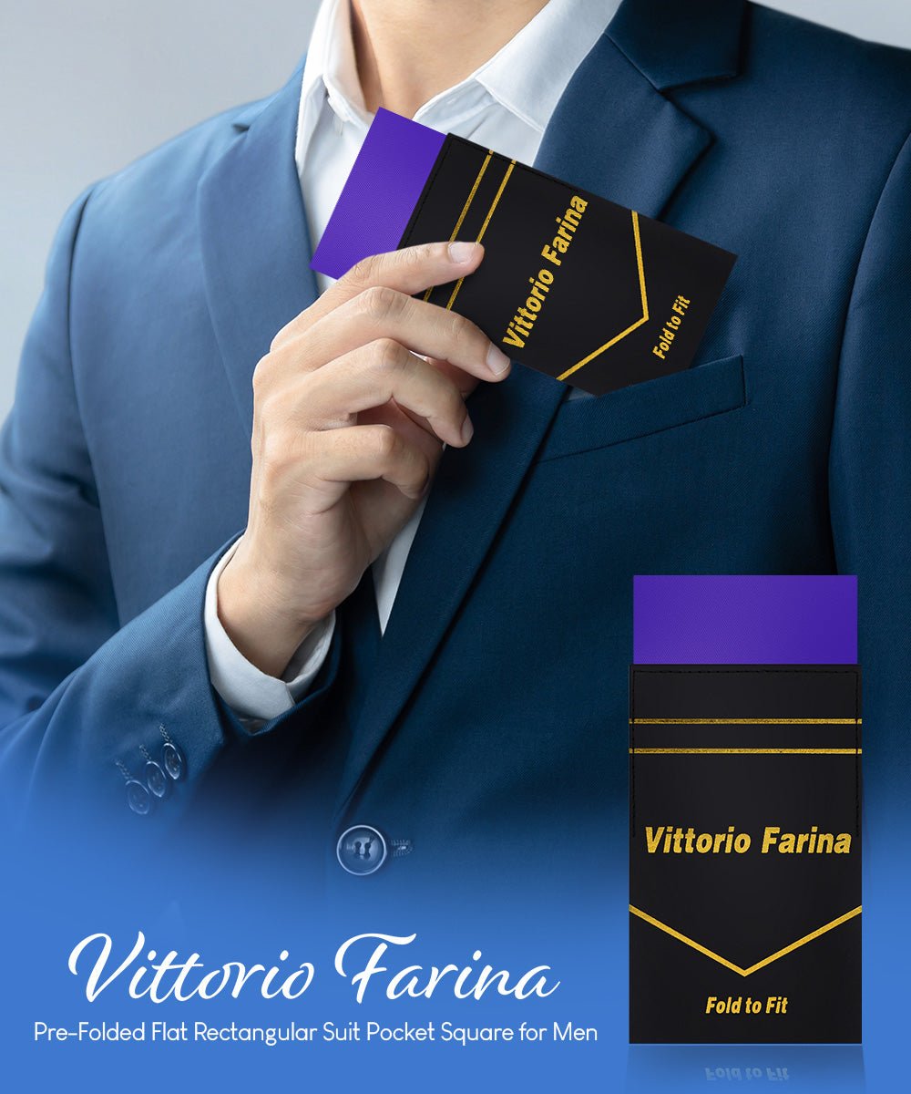 Vittorio Farina Men's Pre - Folded Pocket Square: Flat - PS - PREFOLD - FLAT_PURPLE - Classy Cufflinks