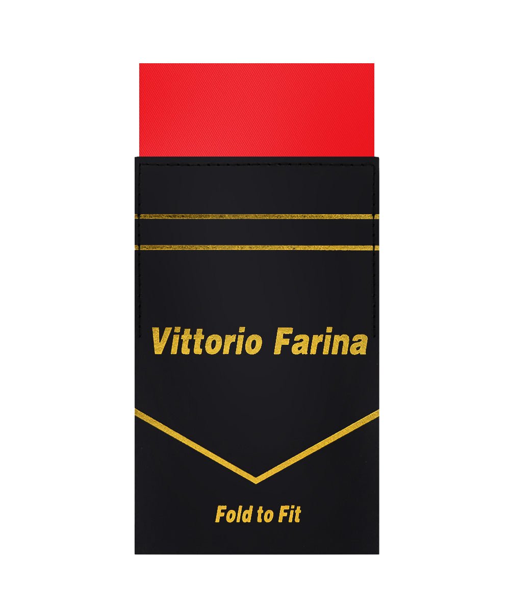 Vittorio Farina Men's Pre - Folded Pocket Square: Flat - PS - PREFOLD - FLAT_RED - Classy Cufflinks