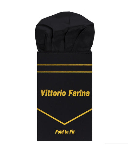 Vittorio Farina Men's Pre - Folded Pocket Square: Puff - PS - PREFOLD - PUFF_BLACK - Classy Cufflinks