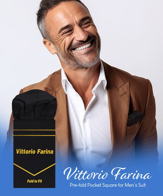 Vittorio Farina Men's Pre - Folded Pocket Square: Puff - PS - PREFOLD - PUFF_BLACK - Classy Cufflinks