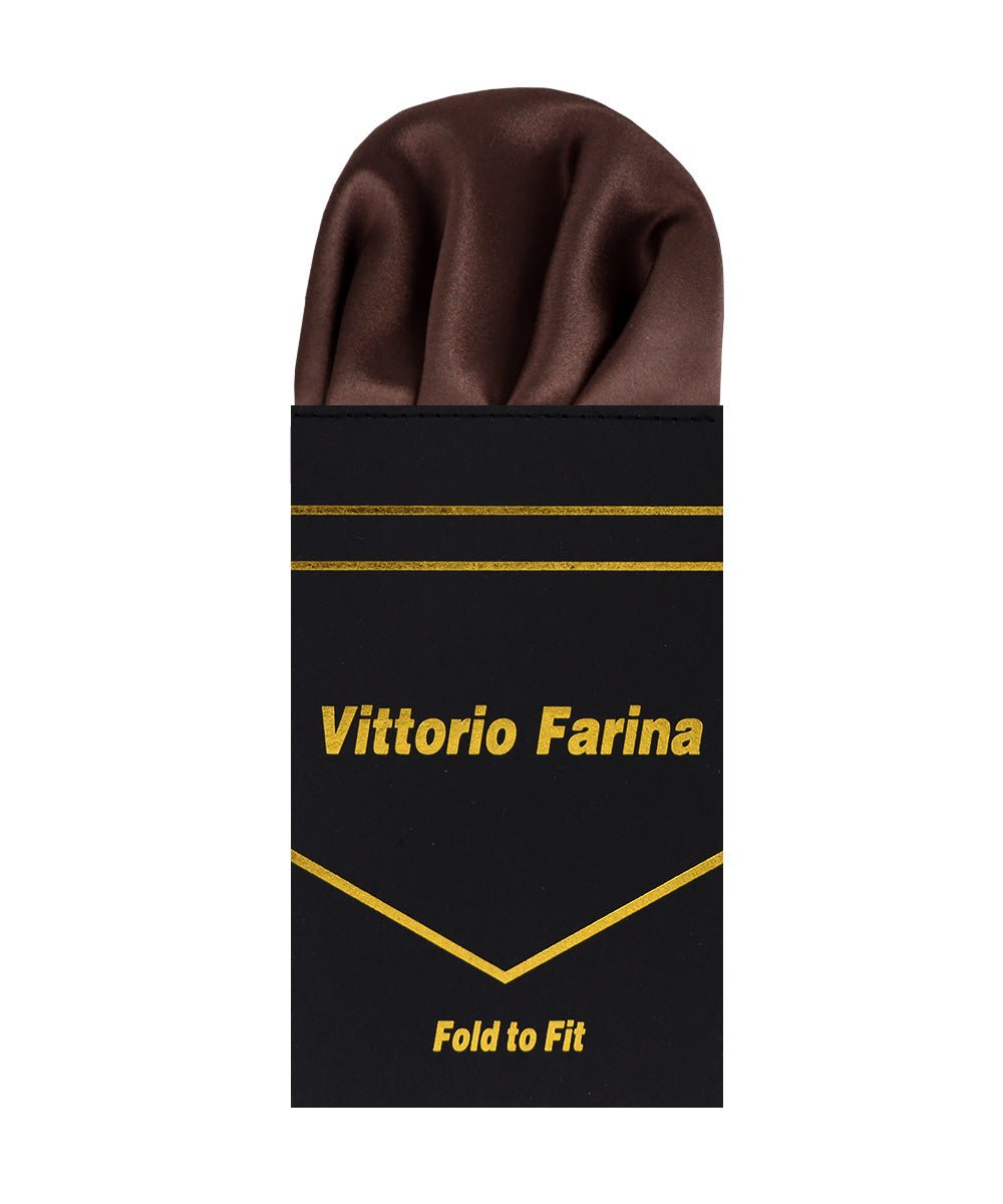 Vittorio Farina Men's Pre - Folded Pocket Square: Puff - PS - PREFOLD - PUFF_BROWN - Classy Cufflinks