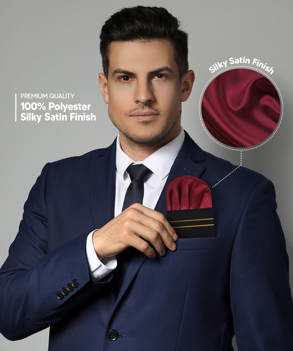 Vittorio Farina Men's Pre - Folded Pocket Square: Puff - PS - PREFOLD - PUFF_BURGUNDY - Classy Cufflinks