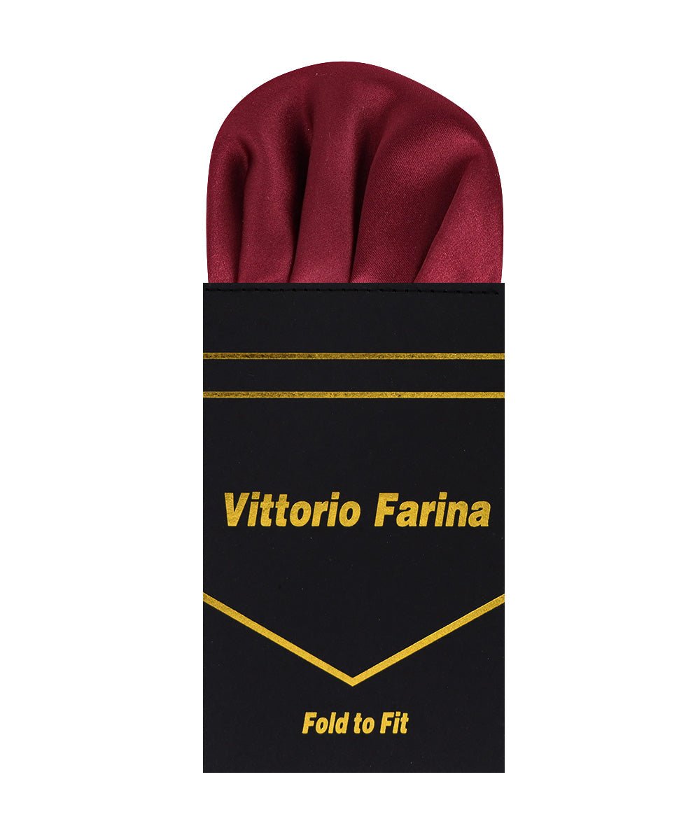 Vittorio Farina Men's Pre - Folded Pocket Square: Puff - PS - PREFOLD - PUFF_BURGUNDY - Classy Cufflinks