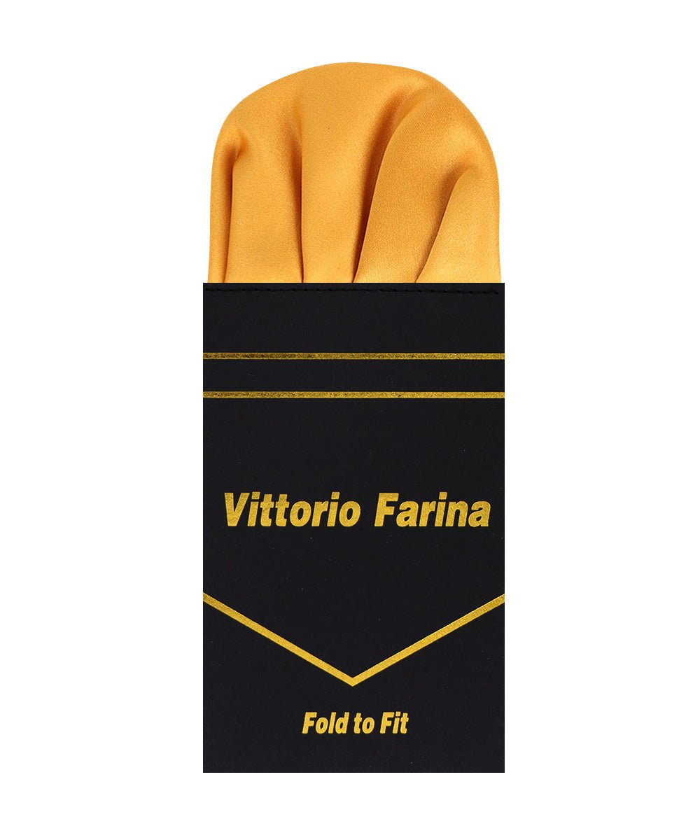 Vittorio Farina Men's Pre - Folded Pocket Square: Puff - PS - PREFOLD - PUFF_GOLD - Classy Cufflinks