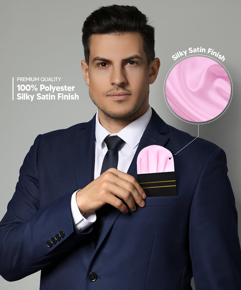 Vittorio Farina Men's Pre - Folded Pocket Square: Puff - PS - PREFOLD - PUFF_PINK - Classy Cufflinks