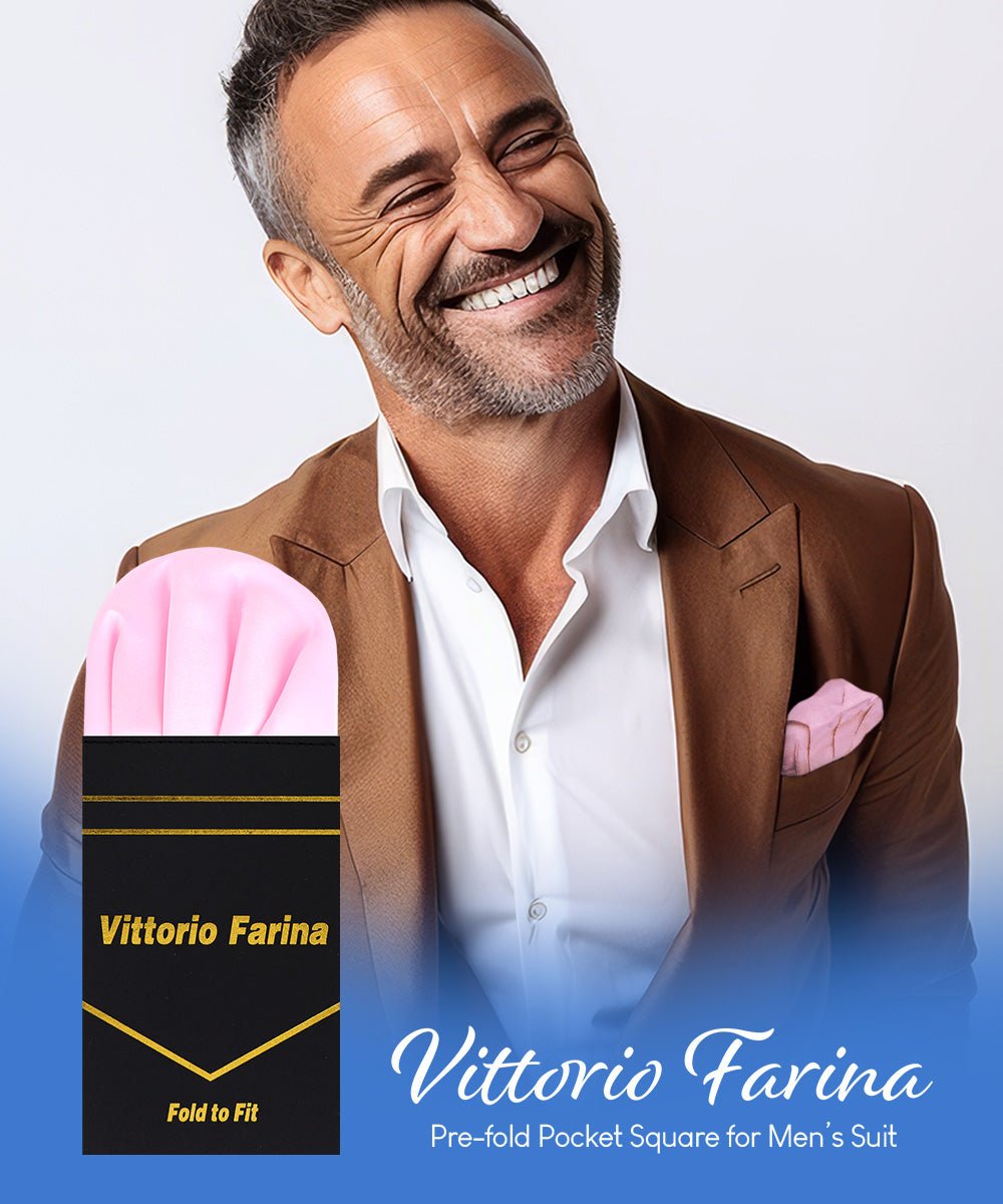 Vittorio Farina Men's Pre - Folded Pocket Square: Puff - PS - PREFOLD - PUFF_PINK - Classy Cufflinks